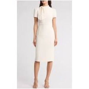 Maggy London Cream Midi Dress with Bow Detail